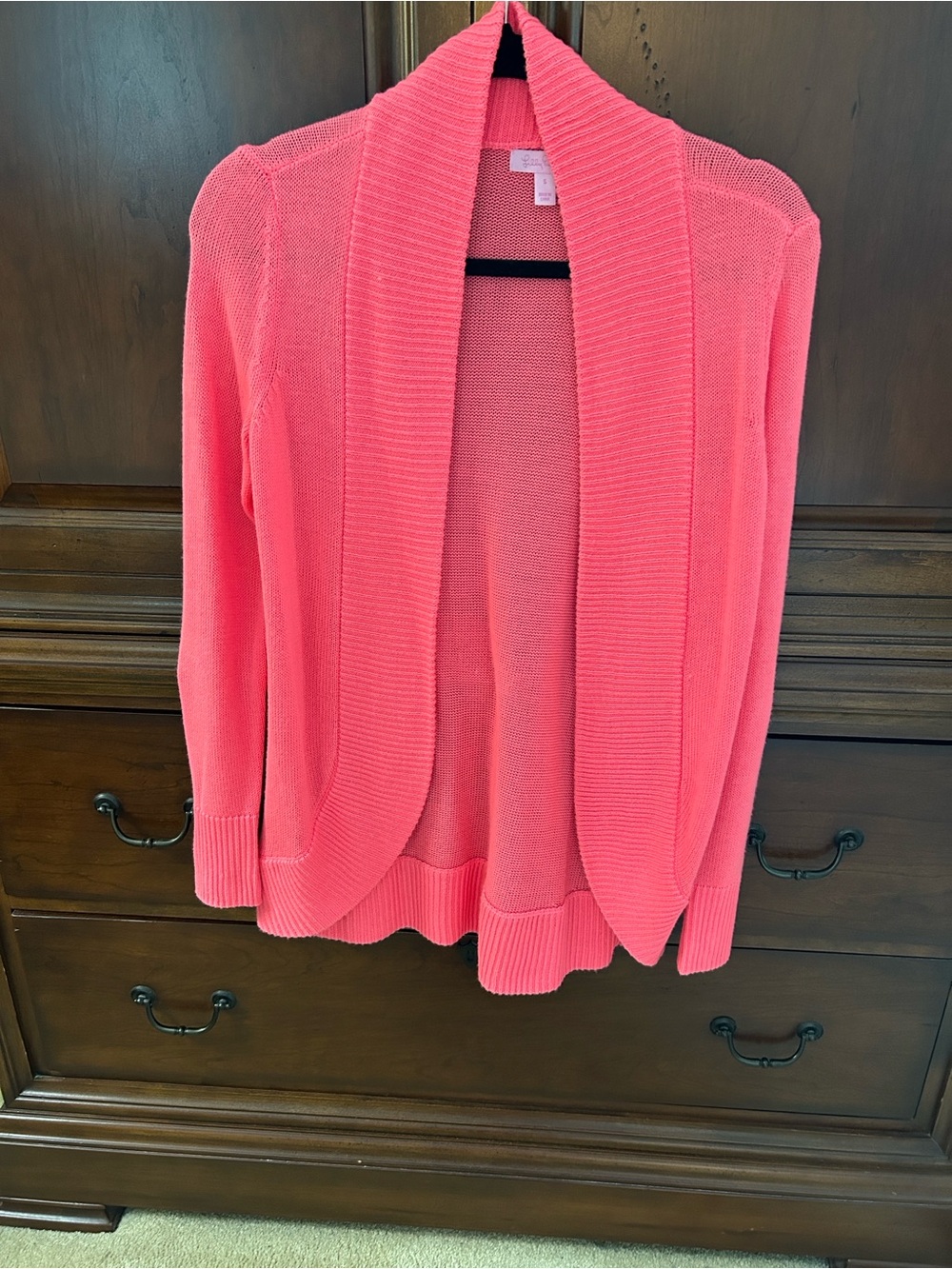 Lilly Pulitzer Coral-Pink Open Front Cardigan